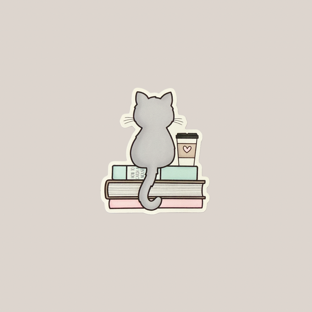 Cat Books Coffee (Vinyl matt)