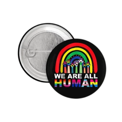 We Are All Human Button, Regenbogen Pride-Motiv